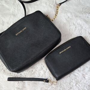 Michael Kors Black Crossbody Bag with Gold Chain